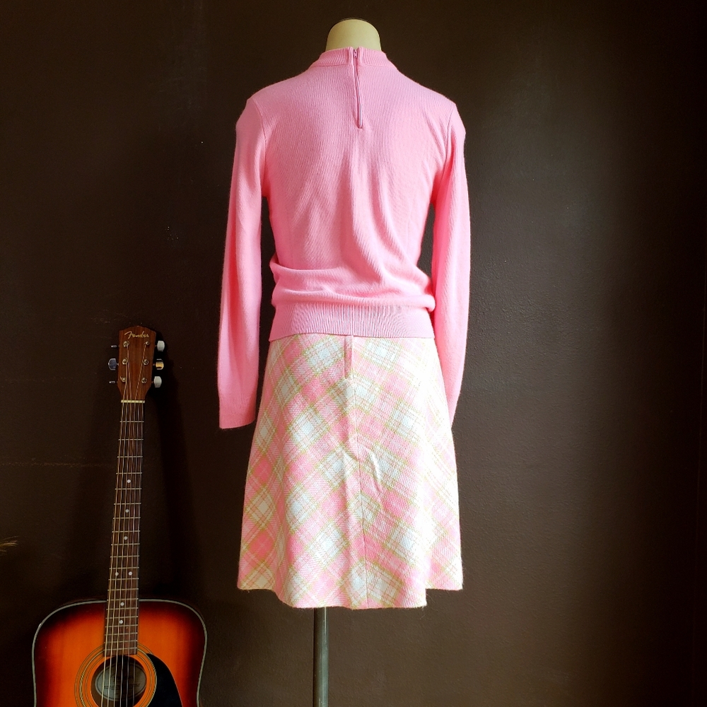 Vintage 60s Pink Plaid Mini Skirt - Picture 6 of 13